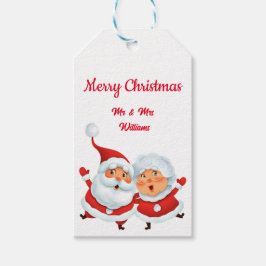 Cute Mr. och jultomten Gift Märkre Presentetikett