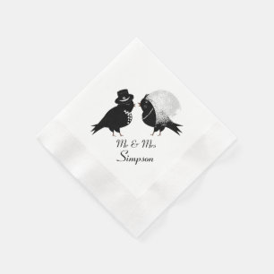 Cute Mr. och Love birds Bride and Groom Pappersservett