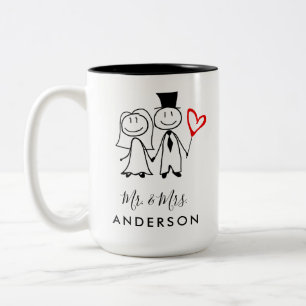 Cute Mr och Mrs. Marry Couple Två-Tonad Mugg