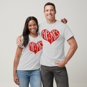 Cute Mr och Mrs Red Heart Shape Graphic T Shirt
