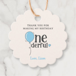 Cute Mr Onederful Blue Balloon Tack Gåvor Etiketter