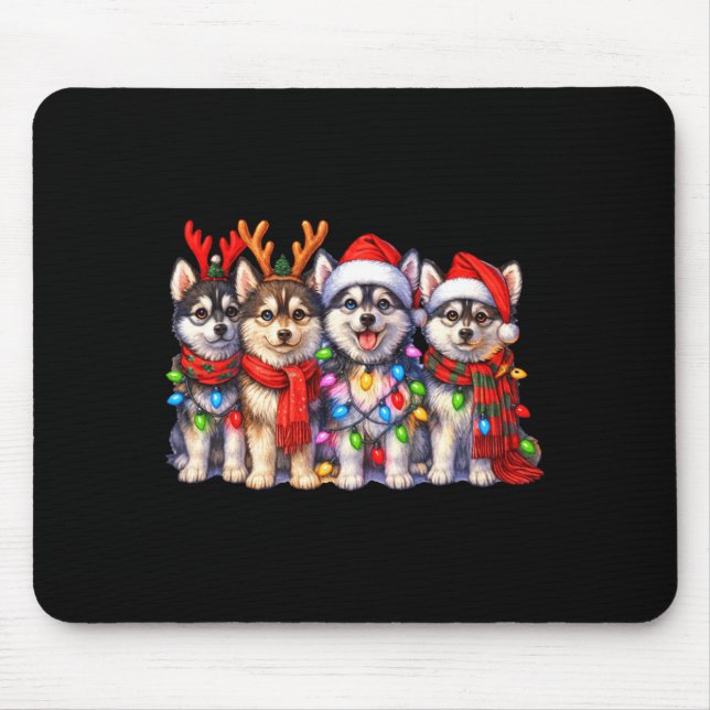 Cute Msky Christmas Dogs With Lights Long Sleeve  Musmatta (Framsidan)