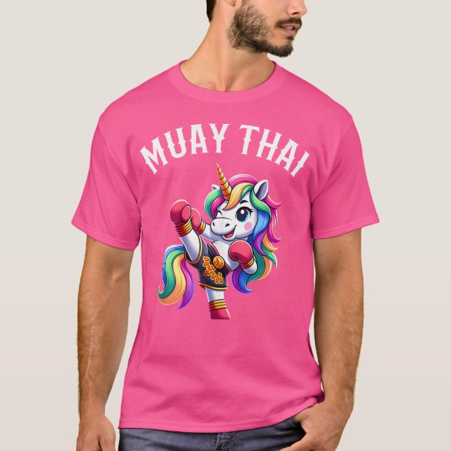 Cute Muay Thai Unicorn T Shirt (Framsida)