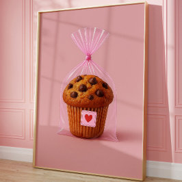Cute Muffin Art Print, Mysiga köksbageri Poster