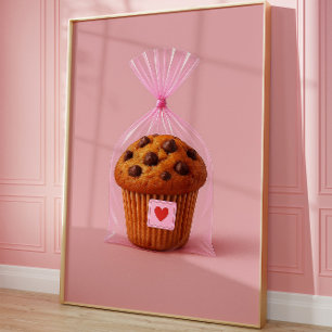 Cute Muffin Art Print, Mysiga köksbageri Poster