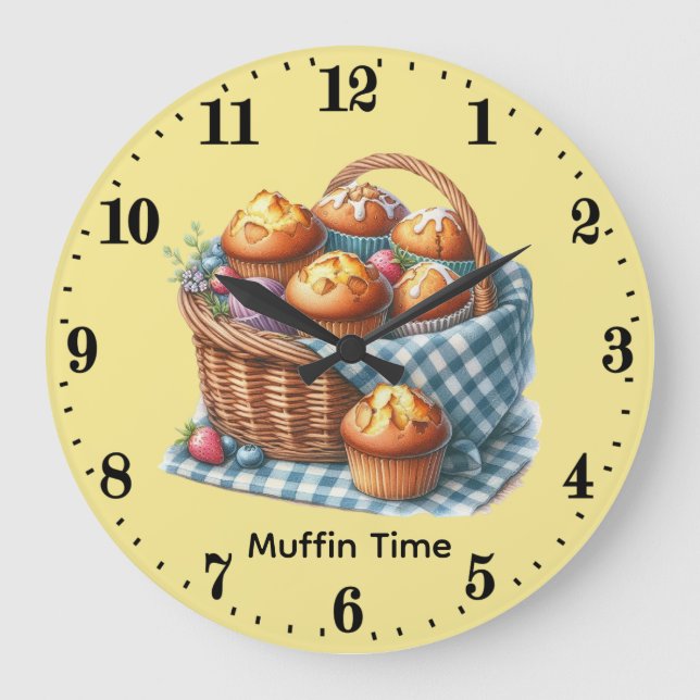 Cute muffin bakers word art customizable stor klocka (Framsida)