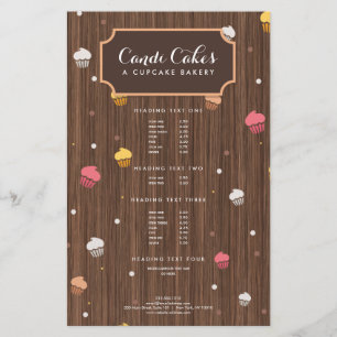 Cute Muffinss Bakery Mönster Brown Wood Flygblad