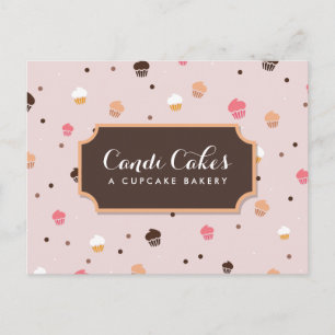 Cute Muffinss Bakery Mönster Rosa Vykort