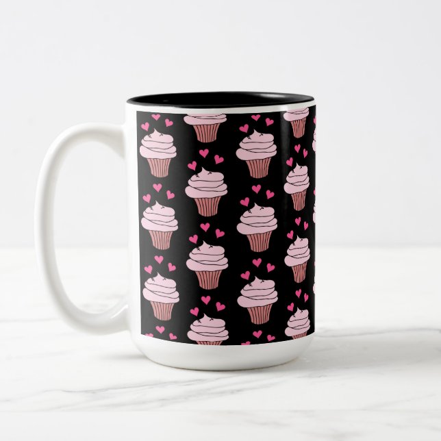 Cute Muffinss Black och Rosa Två-Tonad Mugg (Vänster)