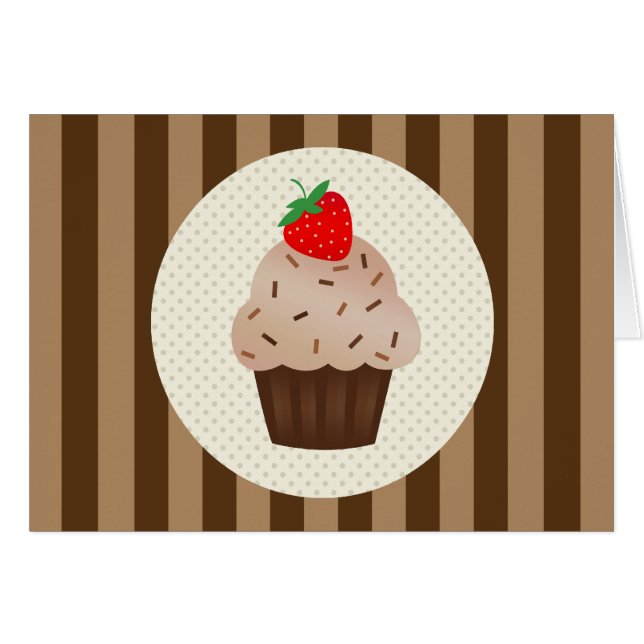Cute Muffinss Brown Rand Design Hälsningskort (Framsidan Horizontal)