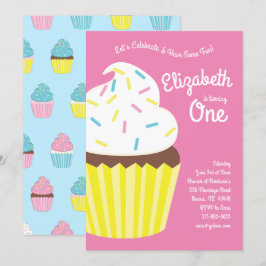 Cute Muffinss Kids 1:a födelsedag Party Inbjudningar