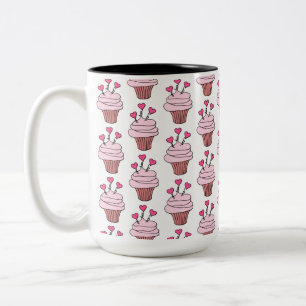 Cute Muffinss Rosa och vit Två-Tonad Mugg