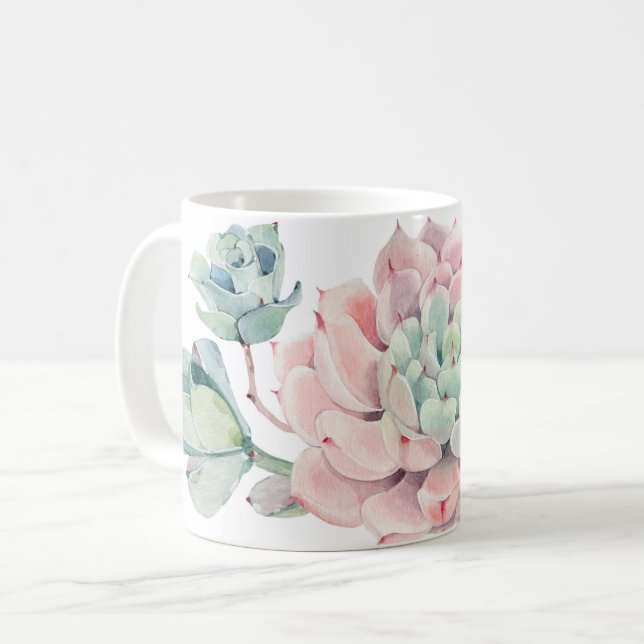 Cute mugg med rosa grönt och namn (Framsida vänster)