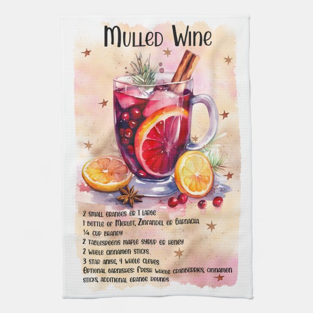 Cute Mulled Vin, juldräneringsrecept Kökshandduk (Vertikal)