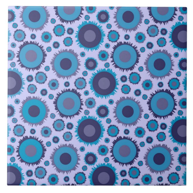 Cute multi-blue färg sol mönster kakelplatta (Framsidan)