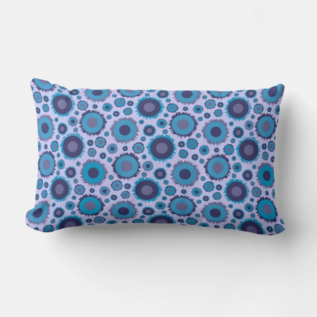 Cute multi-blue färg sol mönster lumbarkudde (Framsida)