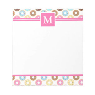 Cute Multi Färg Iced Donuts Monogram Anteckningsblock