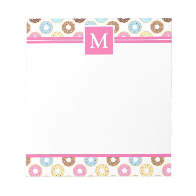 Cute Multi Färg Iced Donuts Monogram Anteckningsblock (Framsida)