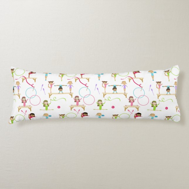 Cute Multicolor Gymnastics Kids Mönster Kroppskudde (Framsidan)