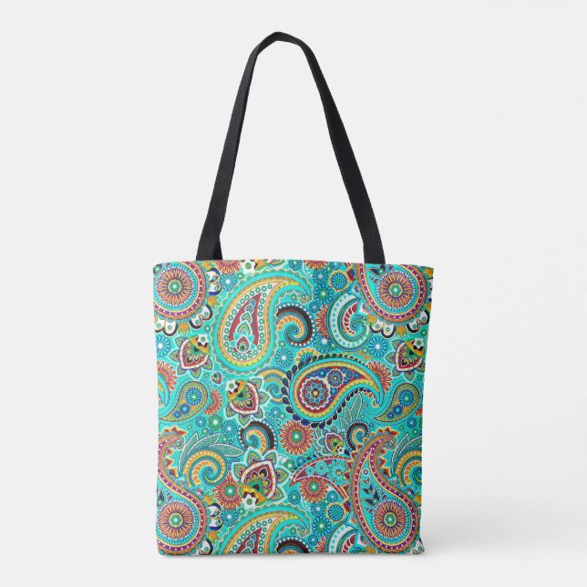 Cute Multicolor Paisley Mönster Tygkasse (Baksida)