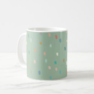 Cute Multifärgad Dotty Mönster on Sage Grönt Kaffemugg
