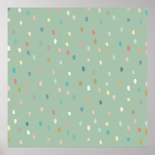 Cute Multifärgad Dotty Mönster on Sage Grönt Poster