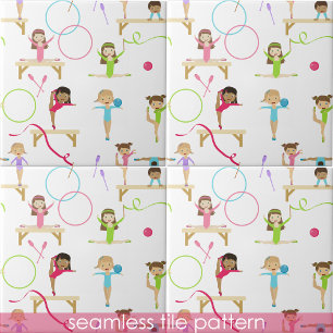 Cute Multifärgat gymnastics Kids Seamless Mönster Kakelplatta