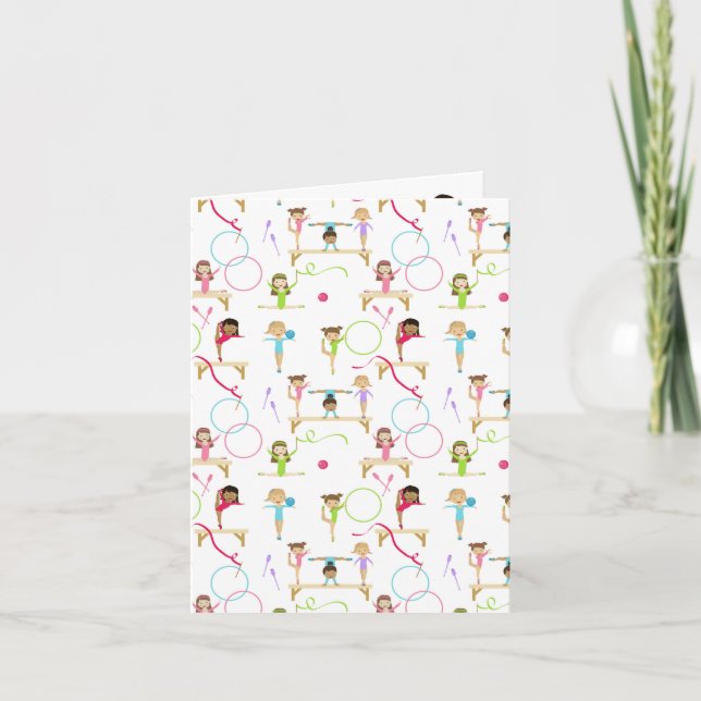 Cute Multifärgat gymnastikbarn Kort (Framsida)