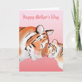 Cute mum and baby tiger Mother's Day card Kort