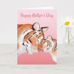Cute mum and baby tiger Mother's Day card Kort