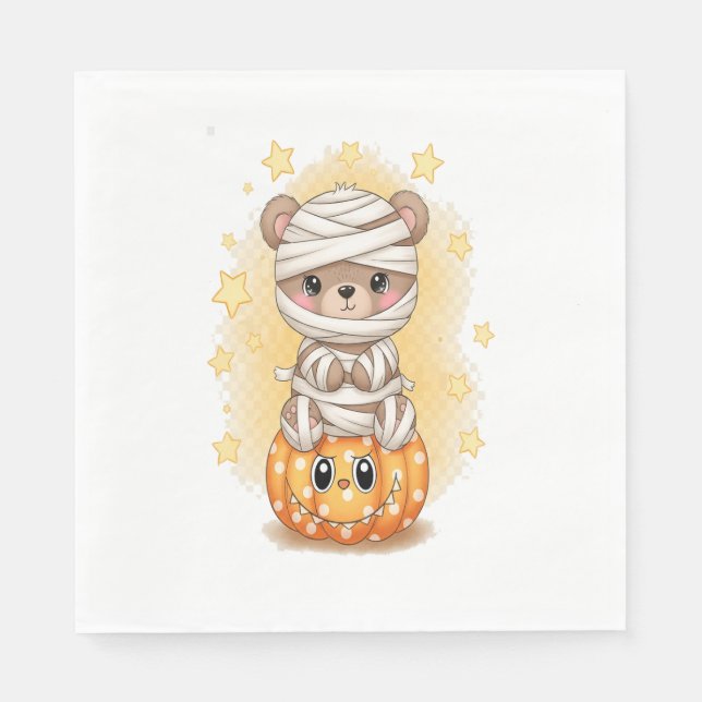 Cute Mummy Bear Halloween Pappersservett (Framsidan)