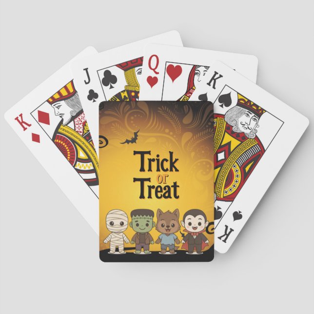 Cute mummy, Frankenstein, Dracula, varulv Casinokort (Baksidan)