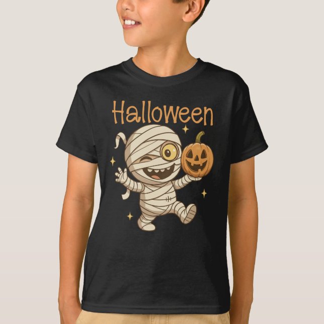 Cute Mummy Halloween Kids-pojken T Shirt (Framsida)