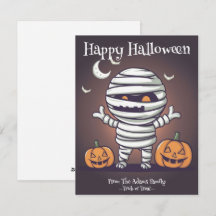 Cute Mummy Illustration Halloween Helgdag Card