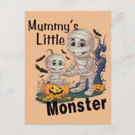 Cute Mummy's Little Monster Funny Halloween Party Helg Vykort