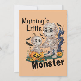 Cute Mummy's Little Monster Funny Halloween Party Julkort
