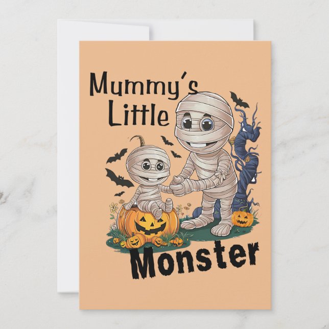 Cute Mummy's Little Monster Funny Halloween Party Julkort (Framsida)
