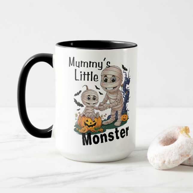Cute Mummy's Little Monster Funny Halloween Party Mugg (Med munk)