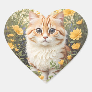 Cute Munchkin- och Butterkoppsblommor Hjärtformat Klistermärke