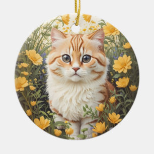 Cute Munchkin- och Butterkoppsblommor Julgransprydnad Keramik