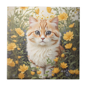Cute Munchkin- och Butterkoppsblommor Kakelplatta