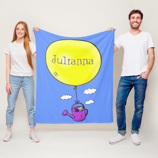 Cute-mus i vattenburk med ballongtecknad fleecefilt (På plats)