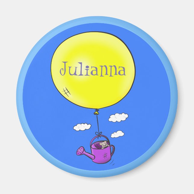 Cute-mus i vattenburk med ballongtecknad magnet (Framsidan)