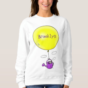 Cute-mus i vattenburk med ballongtecknad t shirt