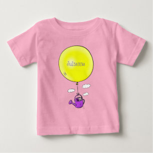Cute-mus i vattenburk med ballongtecknad t shirt