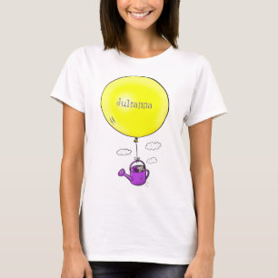 Cute-mus i vattenburk med ballongtecknad t shirt