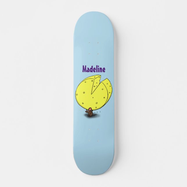 Cute-mus med illustration av ostens tecknad mini skateboard bräda 18,5 cm (Framsida)