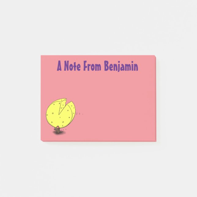 Cute-mus med illustration av ostens tecknad post-it block (Framsida)