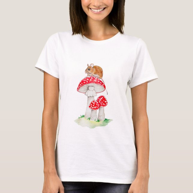 Cute-mus på flygagariska vattenfärger t shirt (Framsida)