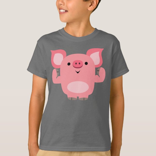 Cute Muscled Tecknad Gris Children T-Shirt (Framsida)